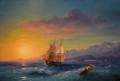 IVAN KONSTANTINOVICH AIVAZOVSKY Schiff bei Sonnenuntergang vor Cap Martin Segeln